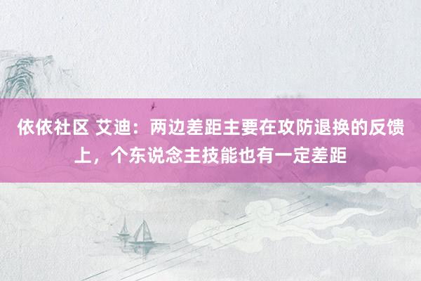 依依社区 艾迪：两边差距主要在攻防退换的反馈上，个东说念主技